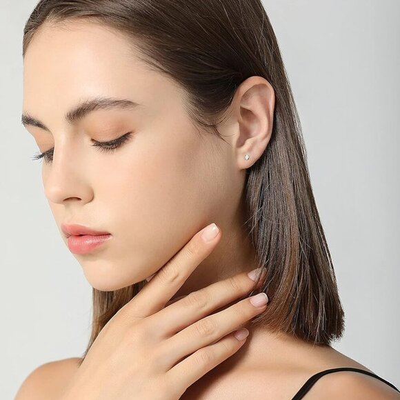 8 Pairs Gold Plated 14K Tiny Flat Back Earrings - Hypoallergenic Studs 2-4mm - Picture 6 of 7